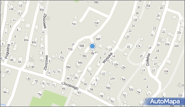 Wodzisław Śląski, Wysoka, 9a, mapa Wodzisławia Śląskiego