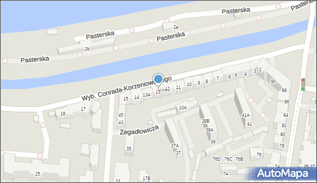 Wrocław, Wybrzeże Józefa Conrada-Korzeniowskiego, 13, mapa Wrocławia