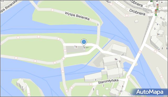 Wrocław, Wyspa Słodowa, 7, mapa Wrocławia