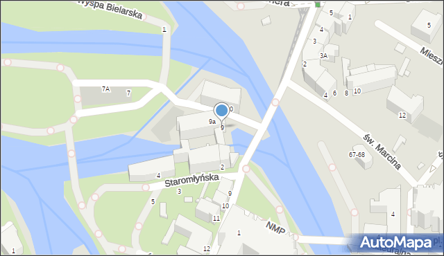 Wrocław, Wyspa Słodowa, 9, mapa Wrocławia