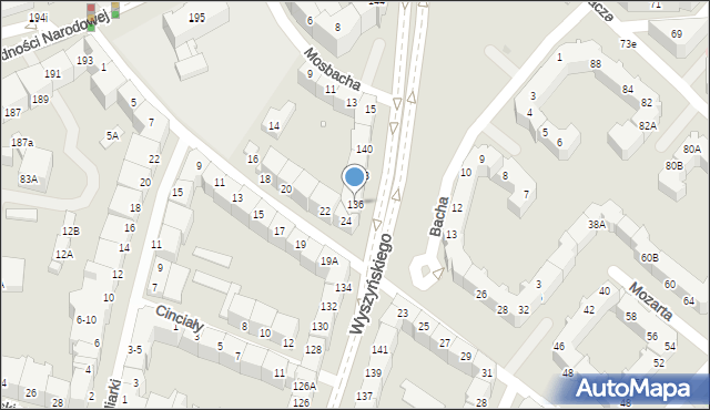Wrocław, Wyszyńskiego Stefana, ks. kard., 136, mapa Wrocławia