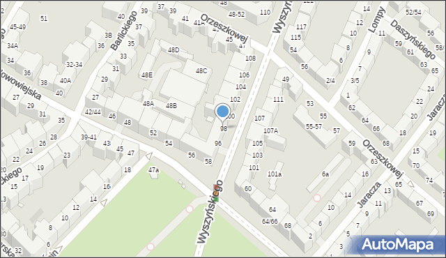 Wrocław, Wyszyńskiego Stefana, ks. kard., 98, mapa Wrocławia