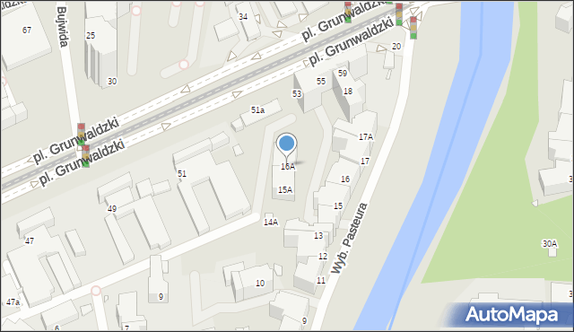 Wrocław, Wybrzeże Ludwika Pasteura, 16A, mapa Wrocławia