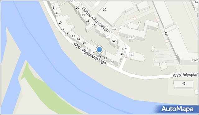 Wrocław, Wybrzeże Stanisława Wyspiańskiego, 18, mapa Wrocławia