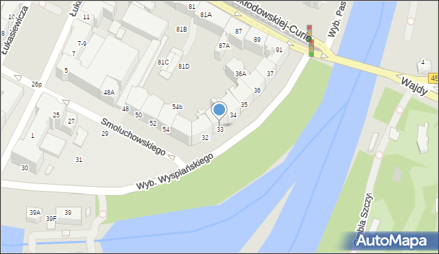 Wrocław, Wybrzeże Stanisława Wyspiańskiego, 33, mapa Wrocławia