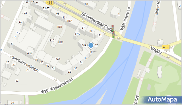 Wrocław, Wybrzeże Stanisława Wyspiańskiego, 36, mapa Wrocławia