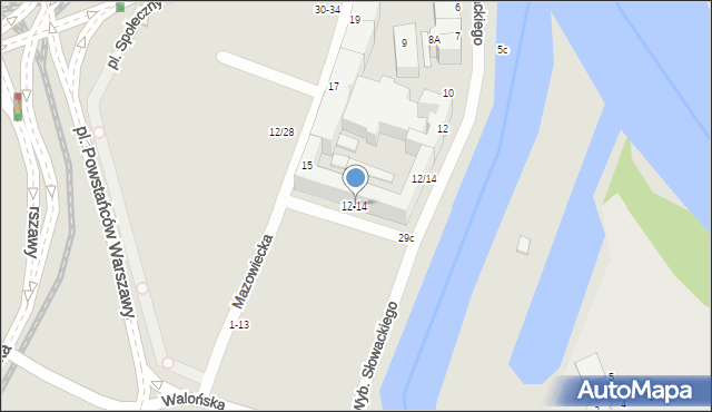 Wrocław, Wybrzeże Juliusza Słowackiego, 12-14, mapa Wrocławia