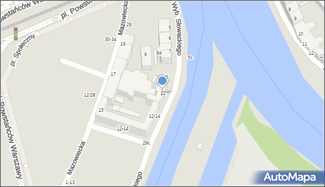 Wrocław, Wybrzeże Juliusza Słowackiego, 12, mapa Wrocławia