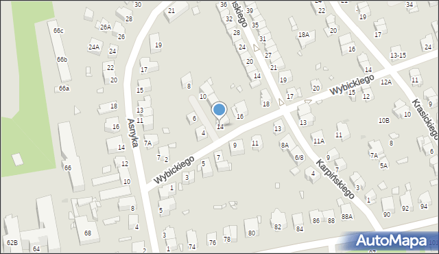 Wrocław, Wybickiego Józefa, gen., 14, mapa Wrocławia