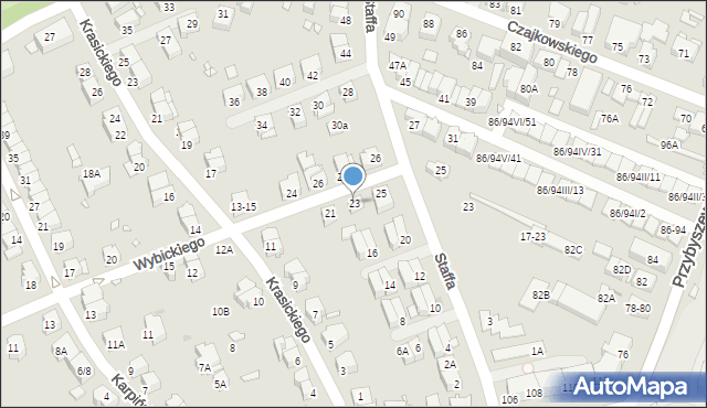 Wrocław, Wybickiego Józefa, gen., 23, mapa Wrocławia