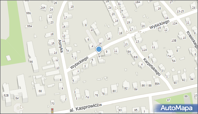 Wrocław, Wybickiego Józefa, gen., 7, mapa Wrocławia