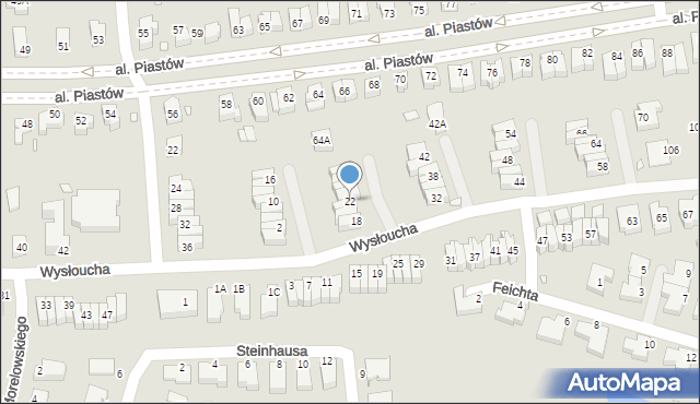 Wrocław, Wysłoucha Seweryna, 22, mapa Wrocławia