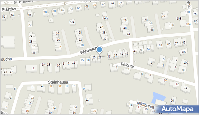 Wrocław, Wysłoucha Seweryna, 29, mapa Wrocławia