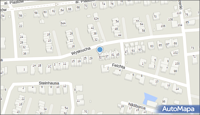 Wrocław, Wysłoucha Seweryna, 31, mapa Wrocławia