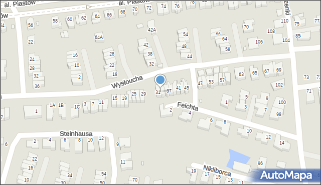 Wrocław, Wysłoucha Seweryna, 33, mapa Wrocławia