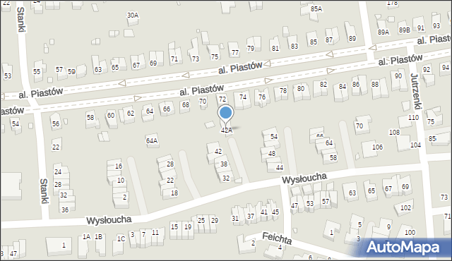 Wrocław, Wysłoucha Seweryna, 42A, mapa Wrocławia
