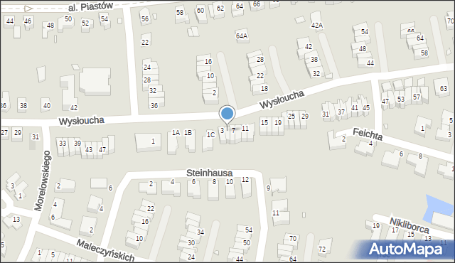 Wrocław, Wysłoucha Seweryna, 5, mapa Wrocławia