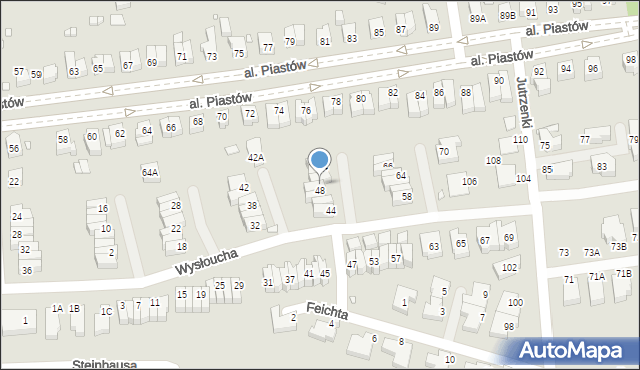 Wrocław, Wysłoucha Seweryna, 50, mapa Wrocławia