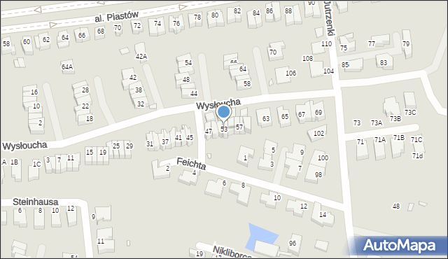 Wrocław, Wysłoucha Seweryna, 53, mapa Wrocławia