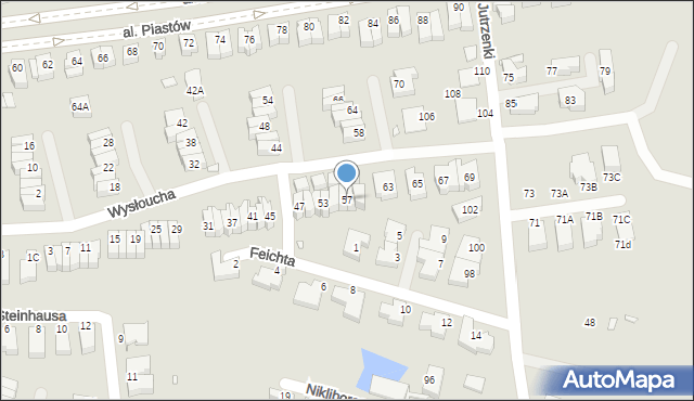 Wrocław, Wysłoucha Seweryna, 57, mapa Wrocławia