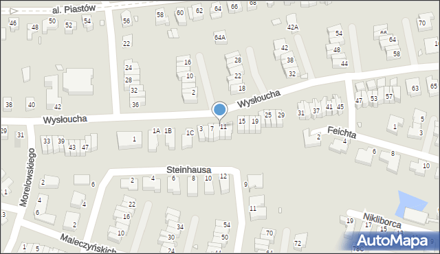Wrocław, Wysłoucha Seweryna, 9, mapa Wrocławia