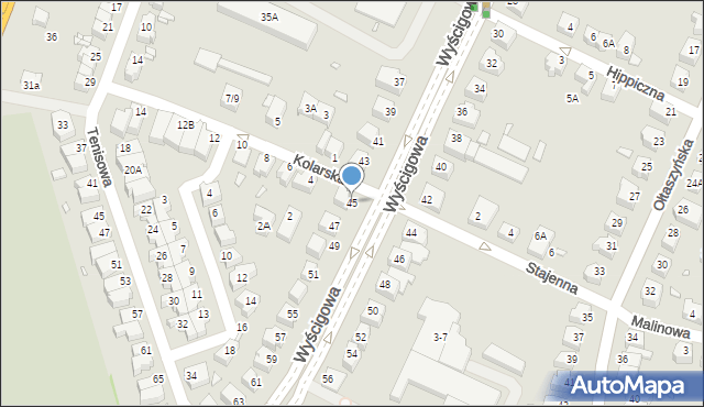 Wrocław, Wyścigowa, 45, mapa Wrocławia