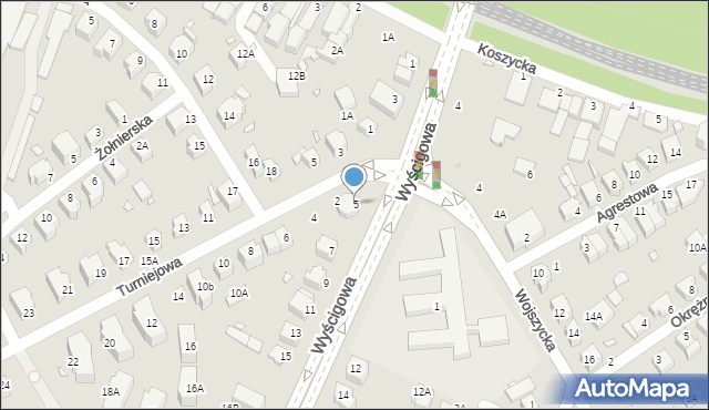 Wrocław, Wyścigowa, 5, mapa Wrocławia