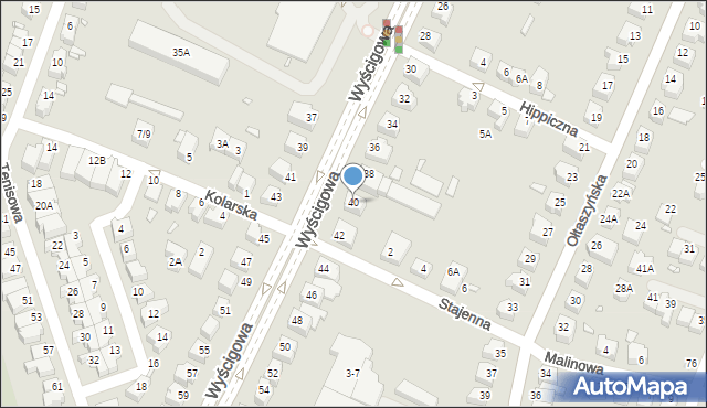 Wrocław, Wyścigowa, 40, mapa Wrocławia