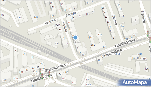 Wrocław, Wysoka, 5, mapa Wrocławia