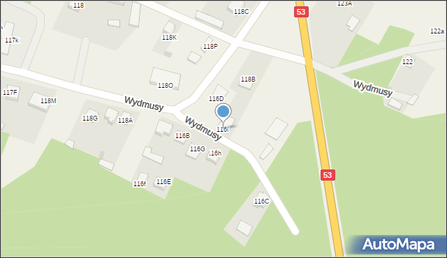 Wydmusy, Wydmusy, 116i, mapa Wydmusy