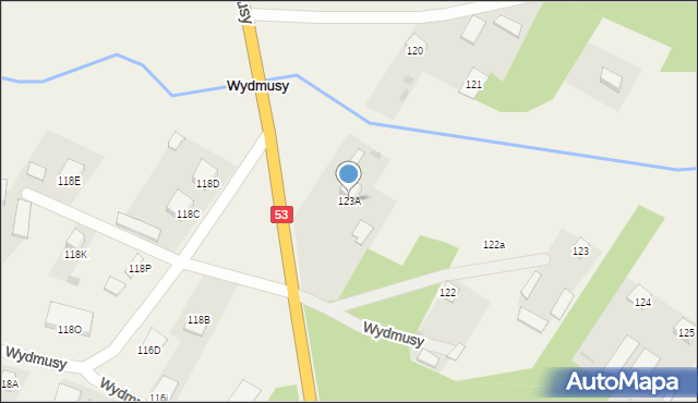 Wydmusy, Wydmusy, 123A, mapa Wydmusy