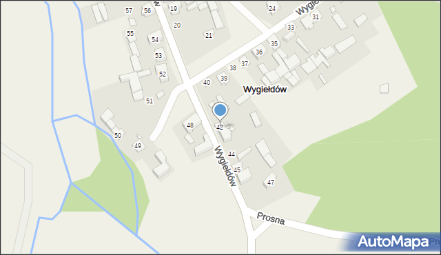 Wygiełdów, Wygiełdów, 42, mapa Wygiełdów