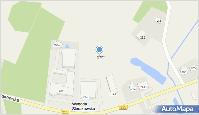 Wygoda Sierakowska, Wygoda Sierakowska, 214C, mapa Wygoda Sierakowska