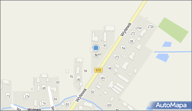 Wylewa, Wylewa, 58, mapa Wylewa