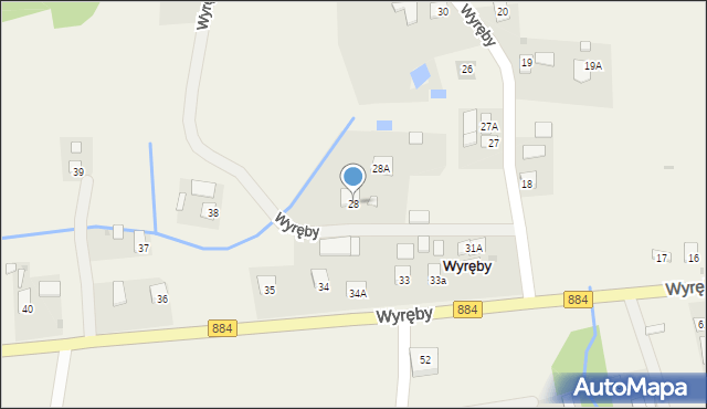 Wyręby, Wyręby, 28, mapa Wyręby