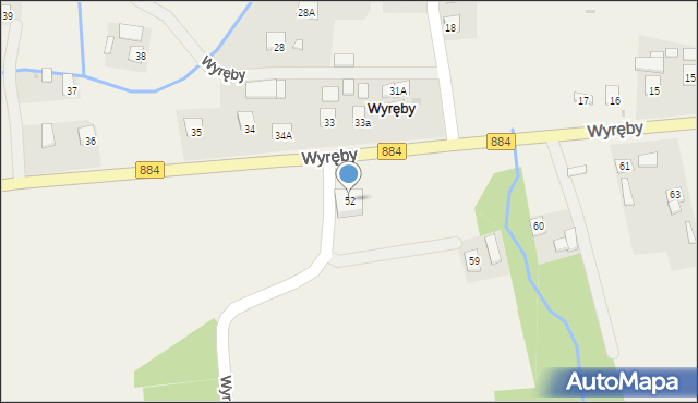 Wyręby, Wyręby, 52, mapa Wyręby