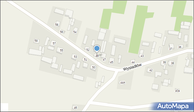 Wysiadłów, Wysiadłów, 49, mapa Wysiadłów