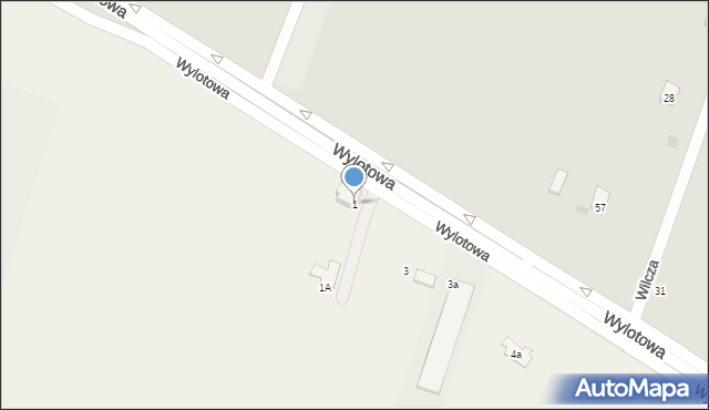 Wysocko Wielkie, Wylotowa, 1, mapa Wysocko Wielkie