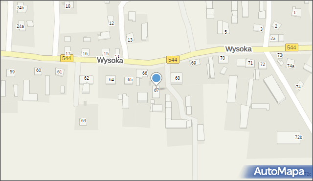 Wysoka, Wysoka, 67, mapa Wysoka