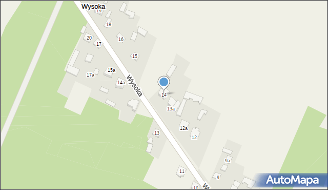 Wysoka, Wysoka, 14, mapa Wysoka