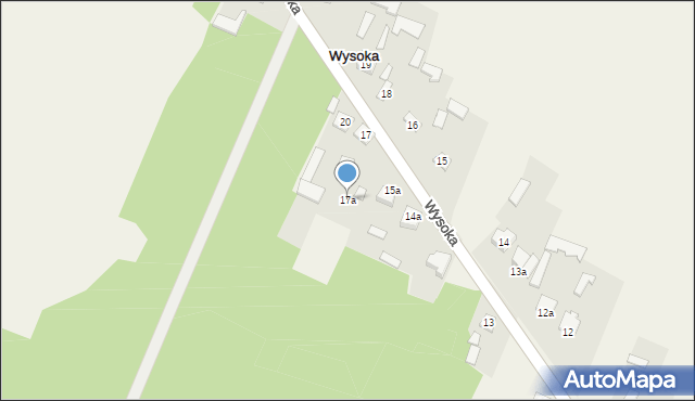 Wysoka, Wysoka, 17a, mapa Wysoka