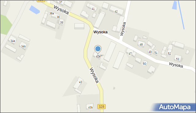 Wysoka, Wysoka, 42a, mapa Wysoka