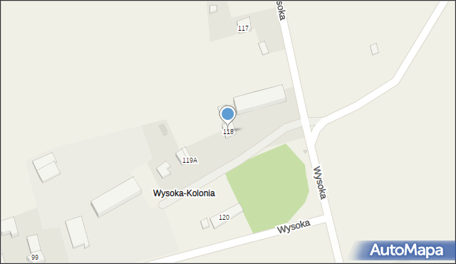 Wysoka, Wysoka, 118, mapa Wysoka