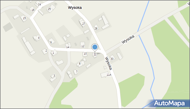 Wysoka, Wysoka, 11, mapa Wysoka