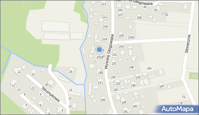 Wysoka Głogowska, Wysoka Głogowska, 201a, mapa Wysoka Głogowska