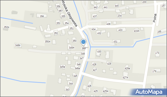 Wysoka Głogowska, Wysoka Głogowska, 349, mapa Wysoka Głogowska