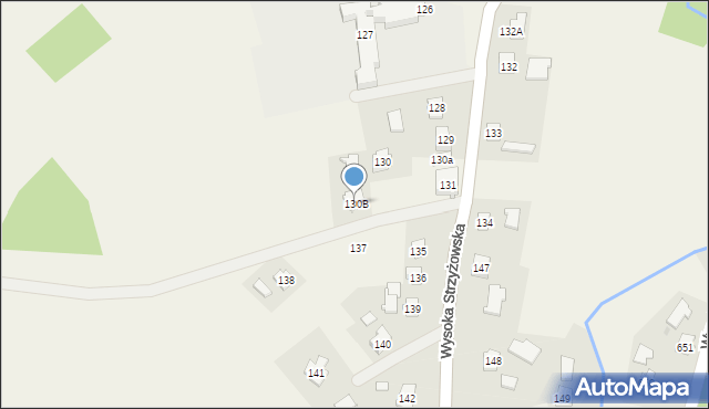 Wysoka Strzyżowska, Wysoka Strzyżowska, 130B, mapa Wysoka Strzyżowska