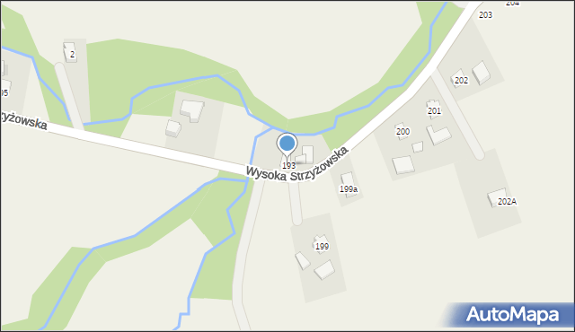 Wysoka Strzyżowska, Wysoka Strzyżowska, 193, mapa Wysoka Strzyżowska