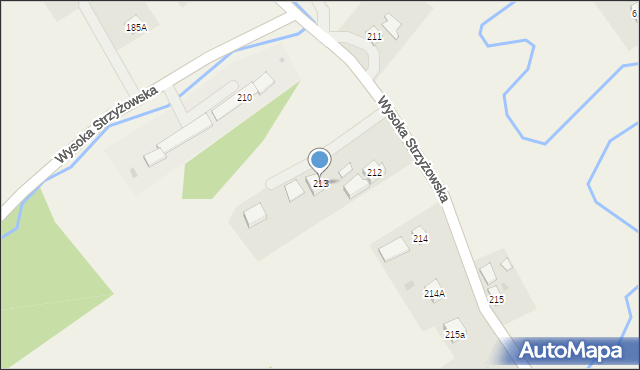 Wysoka Strzyżowska, Wysoka Strzyżowska, 213, mapa Wysoka Strzyżowska