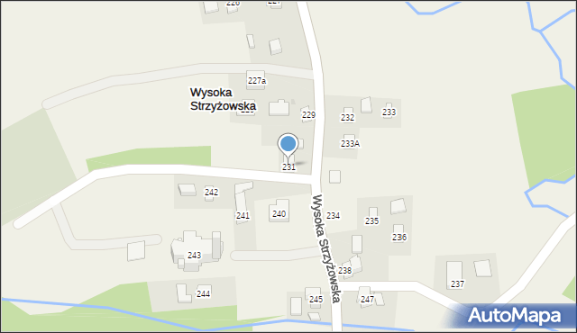 Wysoka Strzyżowska, Wysoka Strzyżowska, 231, mapa Wysoka Strzyżowska